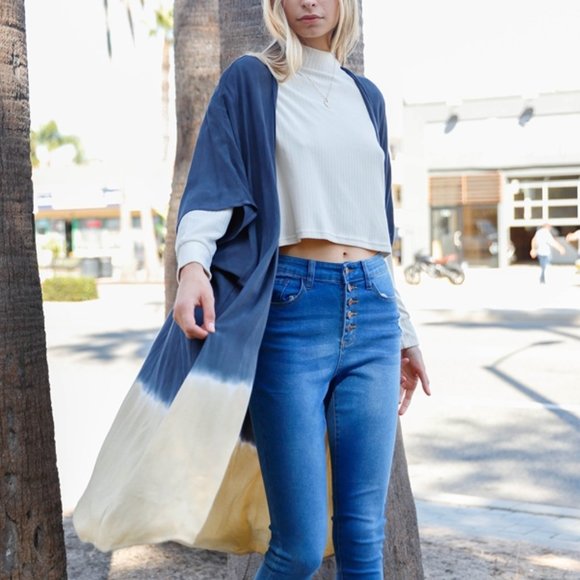 Tie-Dye Open Front Oversized Midi Kimono/Cover Up - Picture 2 of 6